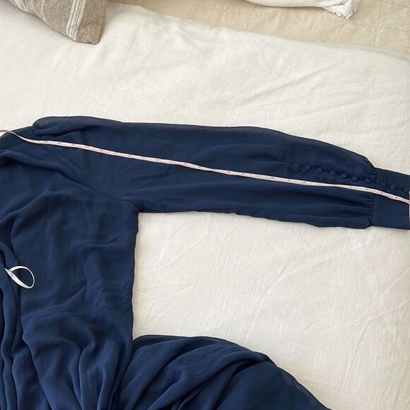 Dark Navy Blue Long Sleeve Wrap Dress Plus 1XL - Picture 8 of 8